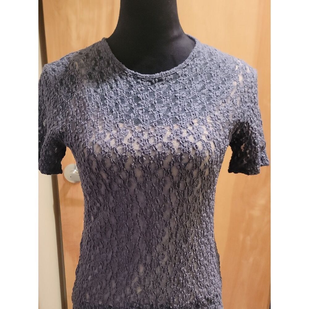 Vince Navy Lace Short Sleeve Tee